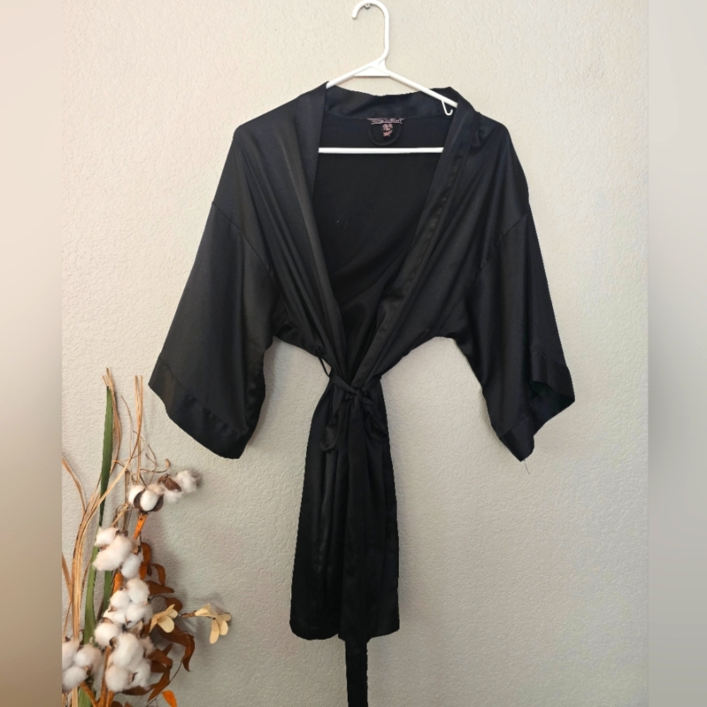 Victoria's Secret Sexy Mini Black Satin Robe